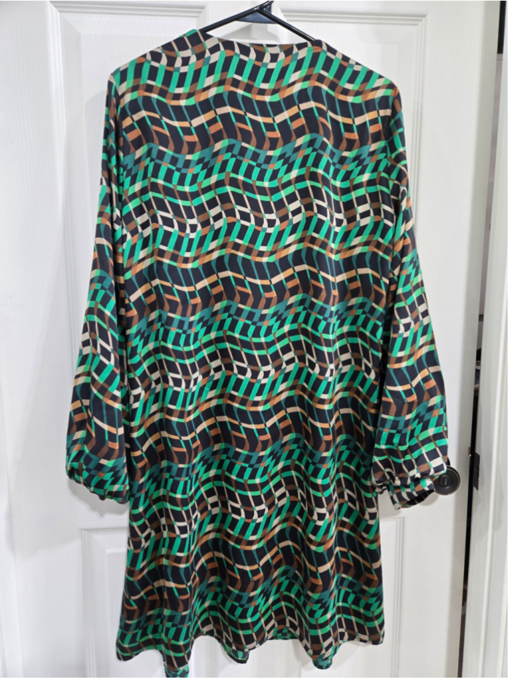 Women's Joseph Ribkoff Long Sleeve Dress Size 4 Green Black Geometric - Picture 5 of 6